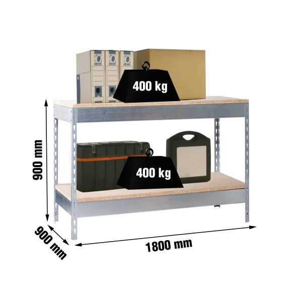 Banco trabajo 900x1800x900 SIMONWORK BASIC 2 901890-2 GALVANIZADO/MADERA marca SIMONRACK