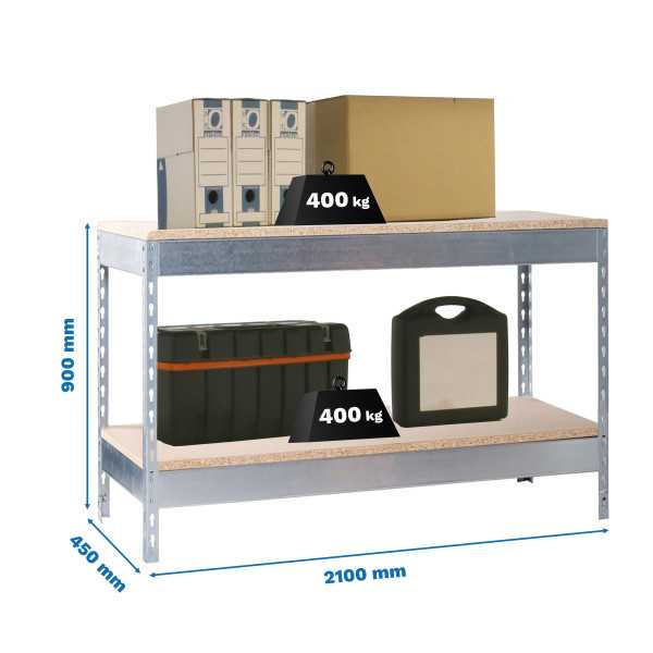 Banco trabajo 900x2100x450 SIMONWORK BASIC 2 902145-2 GALVA/MADERA marca SIMONRACK
