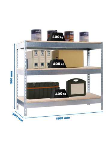Banco trabajo 900x1500x900 SIMONWORK BASIC 3 901590-3 GALVANIZADO/MADERA marca SIMONRACK