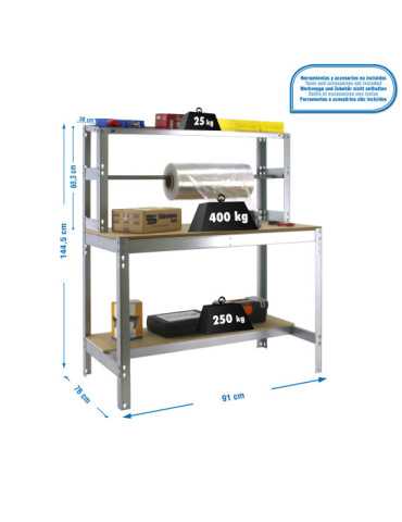 Banco trabajo 1445x910x760 SIMONWORK BT4 900 GALVA/MADERA marca SIMONRACK