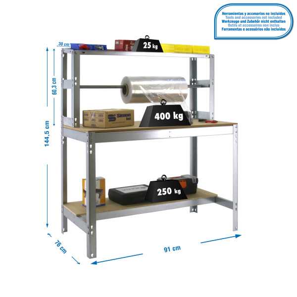 Banco trabajo 1445x910x760 SIMONWORK BT4 900 GALVA/MADERA marca SIMONRACK