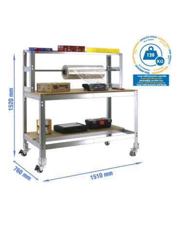 Banco trabajo 1520x1510x760 SIMONWORK MOBILE BT4 1500 GALVA/MADERA marca SIMONRACK