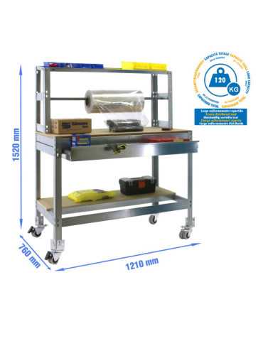 Banco trabajo 1520x1210x760 SIMONWORK MOBILE BT4 BOX 1200 GALVA/MADERA marca SIMONRACK