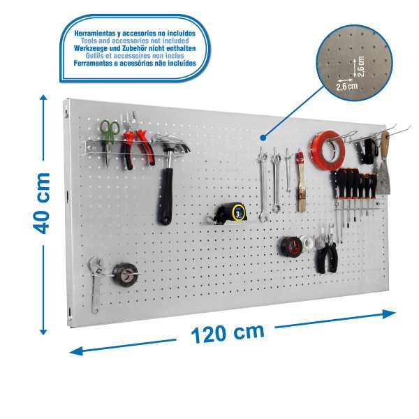 Panel perforado 400x1200x35 PANELCLICK 1200x400 GALVA + 14 HOOK + 3 ACCE marca SIMONRACK