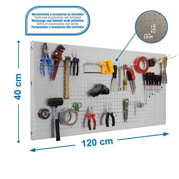 Panel perforado 400x1200x35 PANELCLICK 1200x400 GALVA + 22 HOOK + 3 ACCE marca SIMONRACK