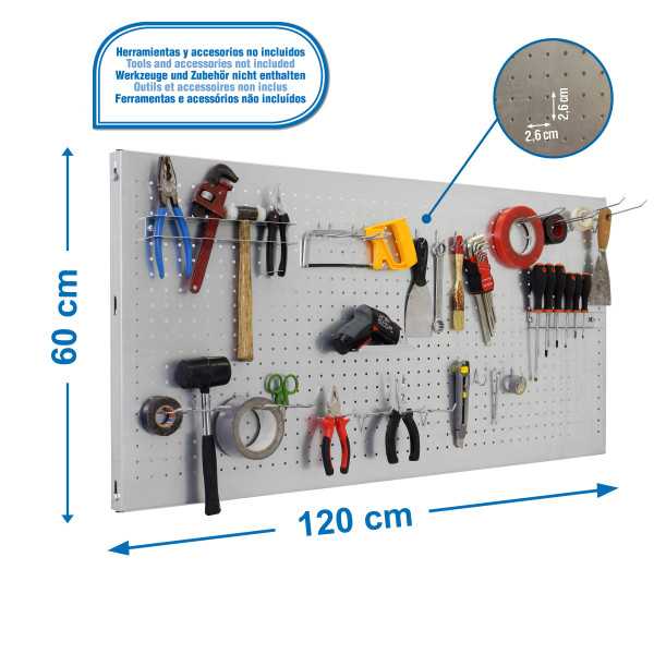 Panel perforado 600x1200x35 PANELCLICK 1200x600 GALVA + 22 HOOK + 3 ACCE marca SIMONRACK