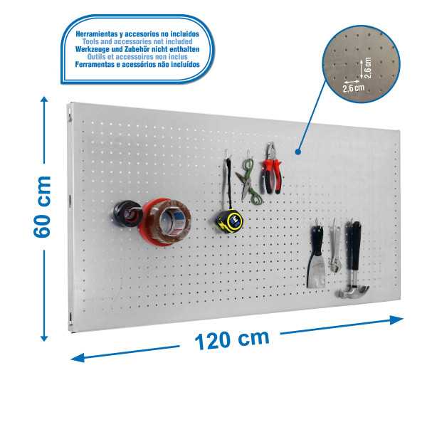 Panel perforado 600x1200x35 PANELCLICK 1200x600 GALVA + 8 HOOK marca SIMONRACK