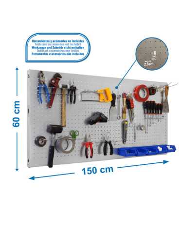 Panel perforado 600x1500x35 PANELCLICK 1500x600 GALVA + 22 HOOK + 8 ACCE marca SIMONRACK