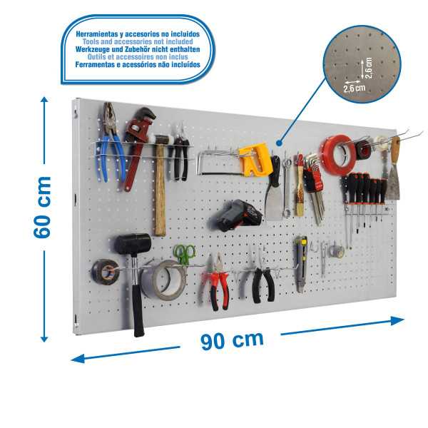 Panel perforado 600x900x35 PANELCLICK 900x600 GALVA + 22 HOOK + 3 ACCE marca SIMONRACK
