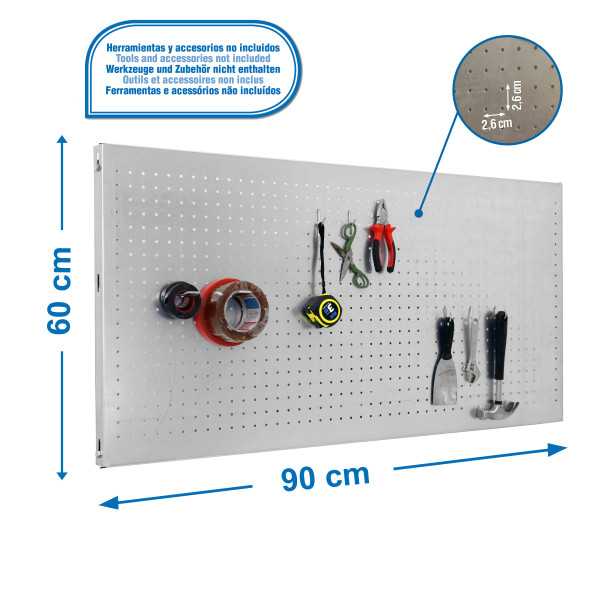 Panel perforado 600x900x35 PANELCLICK 900x600 GALVA + 8 HOOK marca SIMONRACK