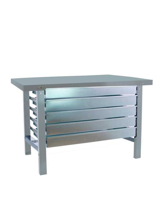Banco trabajo 830x1500x730 SIMONWORK BT6 METAL 5BOX 1500x735 GRIS marca SIMONRACK
