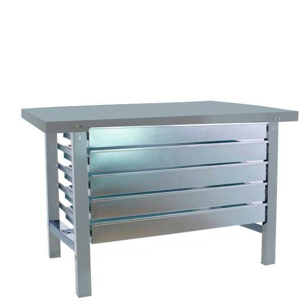 Banco trabajo 830x1800x730 SIMONWORK BT6 METAL 5BOX 1800x735 GRIS marca SIMONRACK
