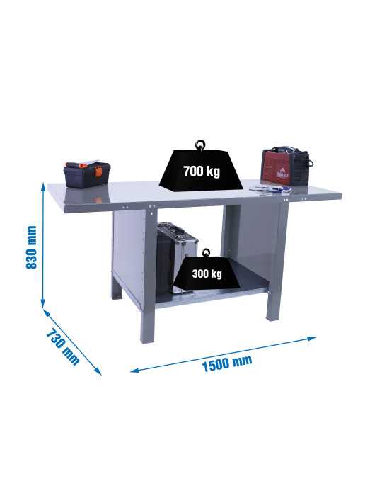 Banco trabajo 830x1500x730 SIMONWORK BT6 PRO METAL 1500 GRIS marca SIMONRACK