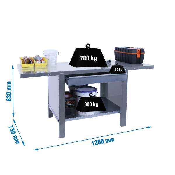 Banco trabajo 830x1200x730 SIMONWORK BT6 PRO METAL 1BOX 1200 GRIS marca SIMONRACK