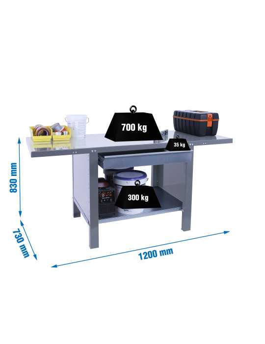 Banco trabajo 830x1200x730 SIMONWORK BT6 PRO METAL 1BOX 1200 GRIS marca SIMONRACK