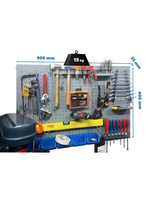 Panel perforado 400x900x35 PANELCLICK 900x400 GRIS + 14 HOOK + 3 ACCE marca SIMONRACK