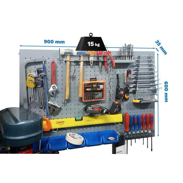 Panel perforado 600x900x35 PANELCLICK 900x600 GRIS + 8 HOOK marca SIMONRACK