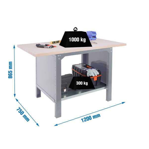 Banco trabajo 865x1200x750 SIMONWORK BT6 PRO LAMINATE 1200 GRIS/HAYA marca SIMONRACK