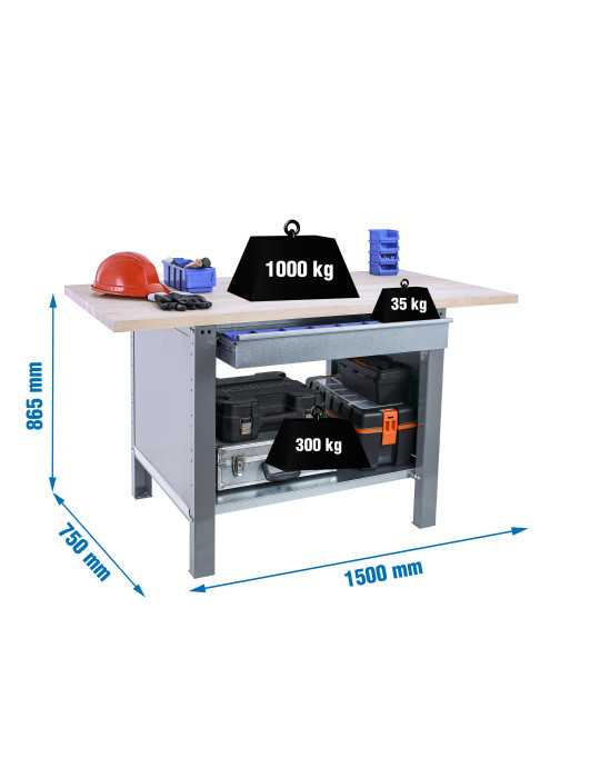 Banco trabajo 865x1500x750 SIMONWORK BT6 PRO LAMINATE 1BOX 1500 GRIS/HAYA marca SIMONRACK