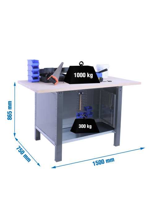 Banco trabajo 865x1500x750 SIMONWORK BT6 PRO LAMINATE CABINET 1500 GRIS/HAYA marca SIMONRACK