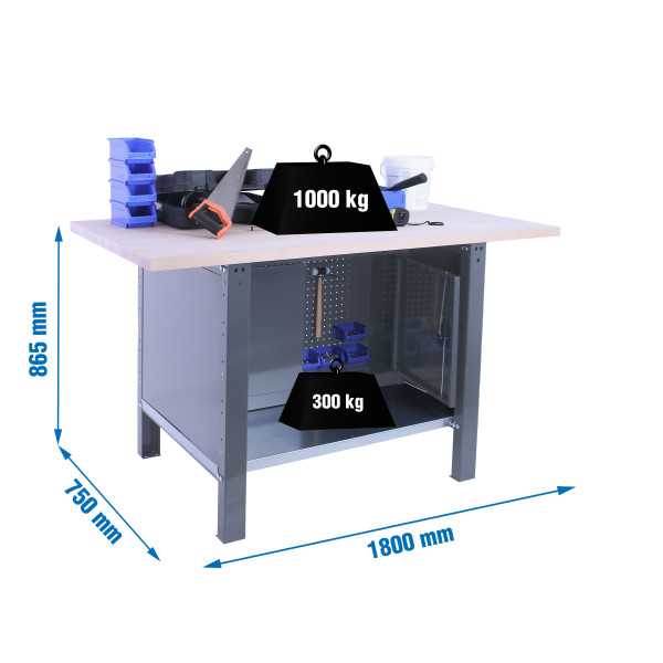 Banco trabajo 865x1800x750 SIMONWORK BT6 PRO LAMINATE CABINET 1800 GRIS/HAYA marca SIMONRACK
