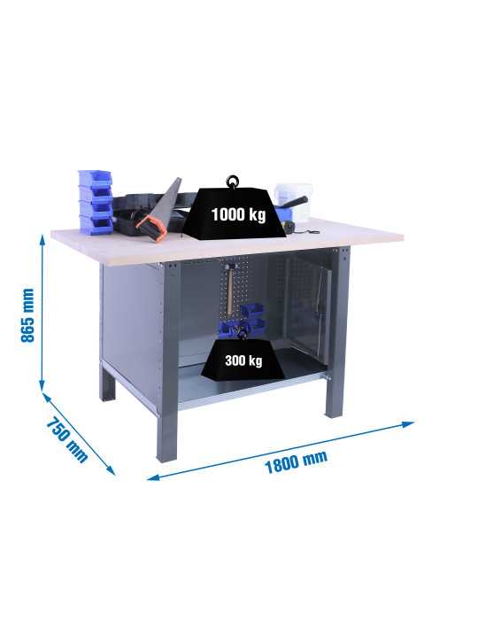 Banco trabajo 865x1800x750 SIMONWORK BT6 PRO LAMINATE CABINET 1800 GRIS/HAYA marca SIMONRACK