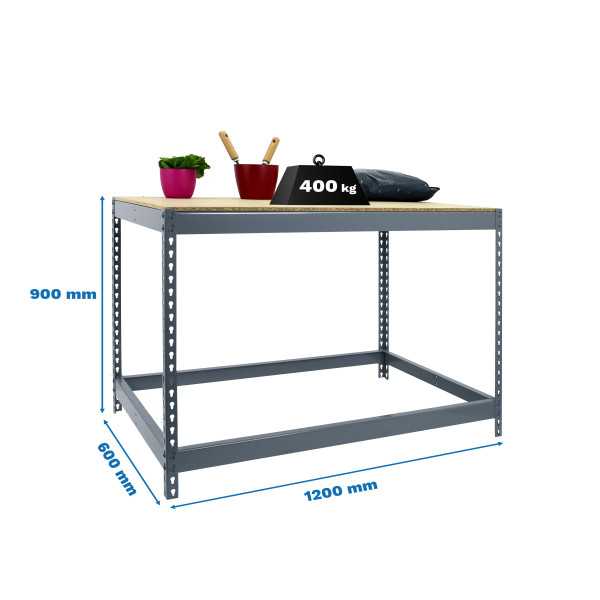 Banco trabajo 900x1200x600 SIMONWORK BASIC 1 901260-1 GRIS/MADERA marca SIMONRACK