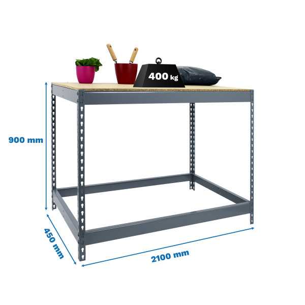 Banco trabajo 900x2100x450 SIMONWORK BASIC 1 902145-1 GRIS/MADERA marca SIMONRACK