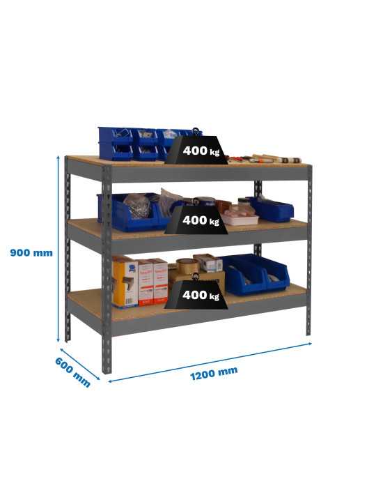 Banco trabajo 900x1200x600 SIMONWORK BASIC 3 901260-3 GRIS/MADERA marca SIMONRACK