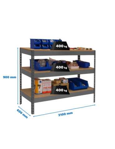 Banco trabajo 900x2100x600 SIMONWORK BASIC 3 902160-3 GRIS/MADERA marca SIMONRACK
