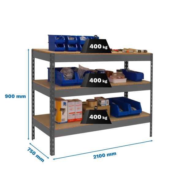 Banco trabajo 900x2100x750 SIMONWORK BASIC 3 902175-3 GRIS/MADERA marca SIMONRACK