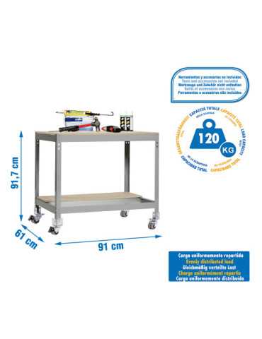 Banco trabajo 917x910x610 SIMONWORK MOBILE BT0 900 GRIS/MADERA marca SIMONRACK
