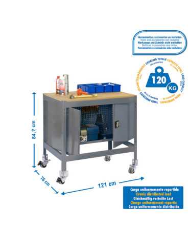 Banco trabajo 917x1210x760 SIMONWORK MOBILE BT0 CABINET 1200 GRIS/MADERA marca SIMONRACK