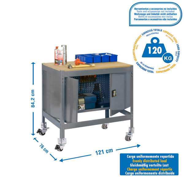 Banco trabajo 917x1210x760 SIMONWORK MOBILE BT0 CABINET 1200 GRIS/MADERA marca SIMONRACK