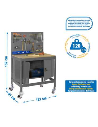 Banco trabajo 1520x1210x610 SIMONWORK MOBILE BT2 CABINET 1200 GRIS/MADERA marca SIMONRACK