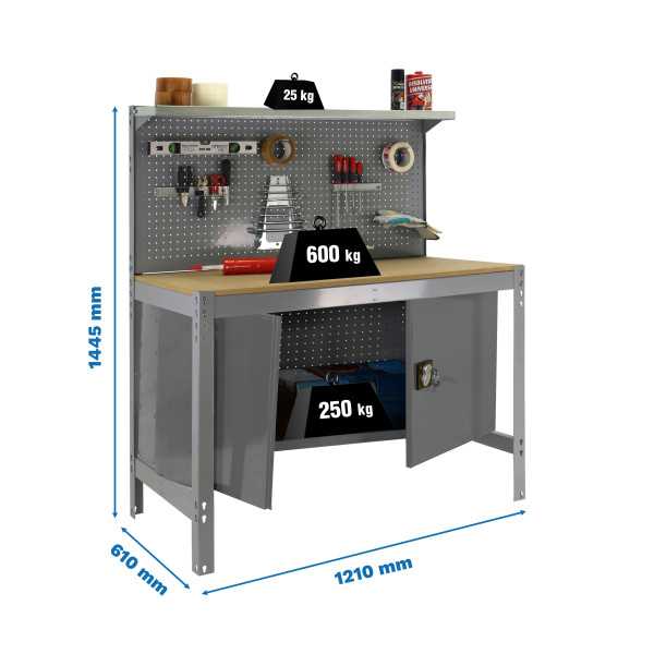Banco trabajo 1445x1210x610 SIMONWORK BT3 CABINET 1200 GRIS/MADERA marca SIMONRACK