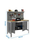 Banco trabajo 1445x1210x610 SIMONWORK BT3 CABINET 1200 GRIS/MADERA marca SIMONRACK