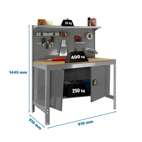 Banco trabajo 1445x910x610 SIMONWORK BT3 CABINET 900 GRIS/MADERA marca SIMONRACK