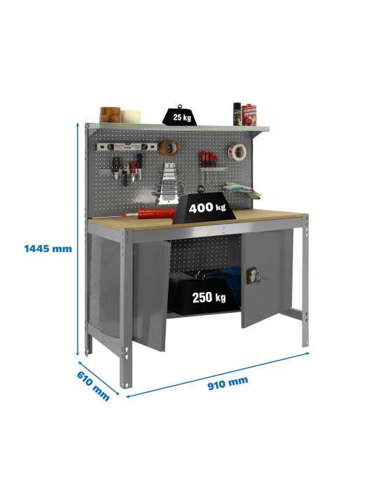 Banco trabajo 1445x910x610 SIMONWORK BT3 CABINET 900 GRIS/MADERA marca SIMONRACK