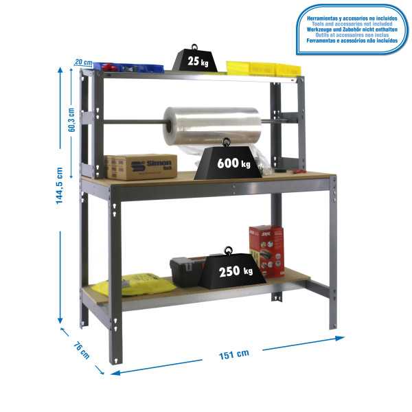 Banco trabajo 1445x1510x760 SIMONWORK BT4 1500 GRIS/MADERA marca SIMONRACK