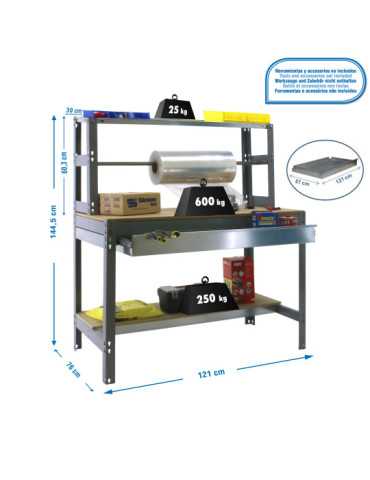 Banco trabajo 1445x1210x760 SIMONWORK BT4 BOX 1200 GRIS/MADERA marca SIMONRACK
