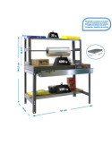 Banco trabajo 1445x910x760 SIMONWORK BT4 BOX 900 GRIS/MADERA marca SIMONRACK
