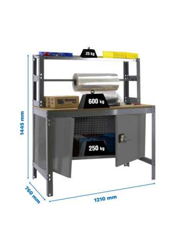 Banco trabajo 1445x1210x760 SIMONWORK BT4 CABINET 1200 GRIS/MADERA marca SIMONRACK