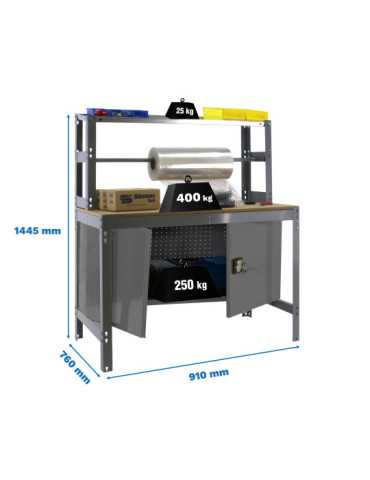 Banco trabajo 1445x910x760 SIMONWORK BT4 CABINET 900 GRIS/MADERA marca SIMONRACK