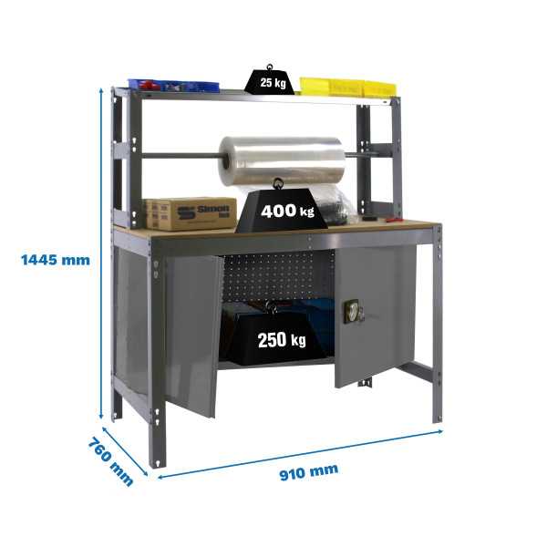 Banco trabajo 1445x910x760 SIMONWORK BT4 CABINET 900 GRIS/MADERA marca SIMONRACK