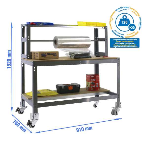 Banco trabajo 1520x910x760 SIMONWORK MOBILE BT4 900 GRIS/MADERA marca SIMONRACK