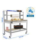Banco trabajo 1520x1210x760 SIMONWORK MOBILE BT4 BOX 1200 GRIS/MADERA marca SIMONRACK