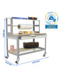 Banco trabajo 1520x1510x760 SIMONWORK MOBILE BT4 BOX 1500 GRIS/MADERA marca SIMONRACK