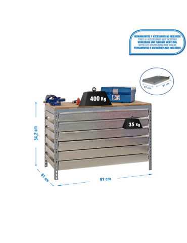 Banco trabajo 842x910x610 SIMONWORK BT5 BOX6 900 GRIS/MADERA marca SIMONRACK