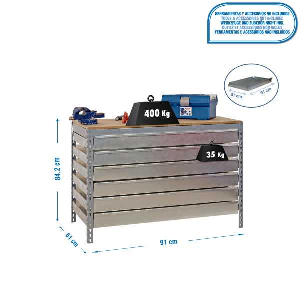 Banco trabajo 842x910x610 SIMONWORK BT5 BOX6 900 GRIS/MADERA marca SIMONRACK